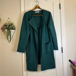 Prinbara Teal Green Sweater Coat, NWOT